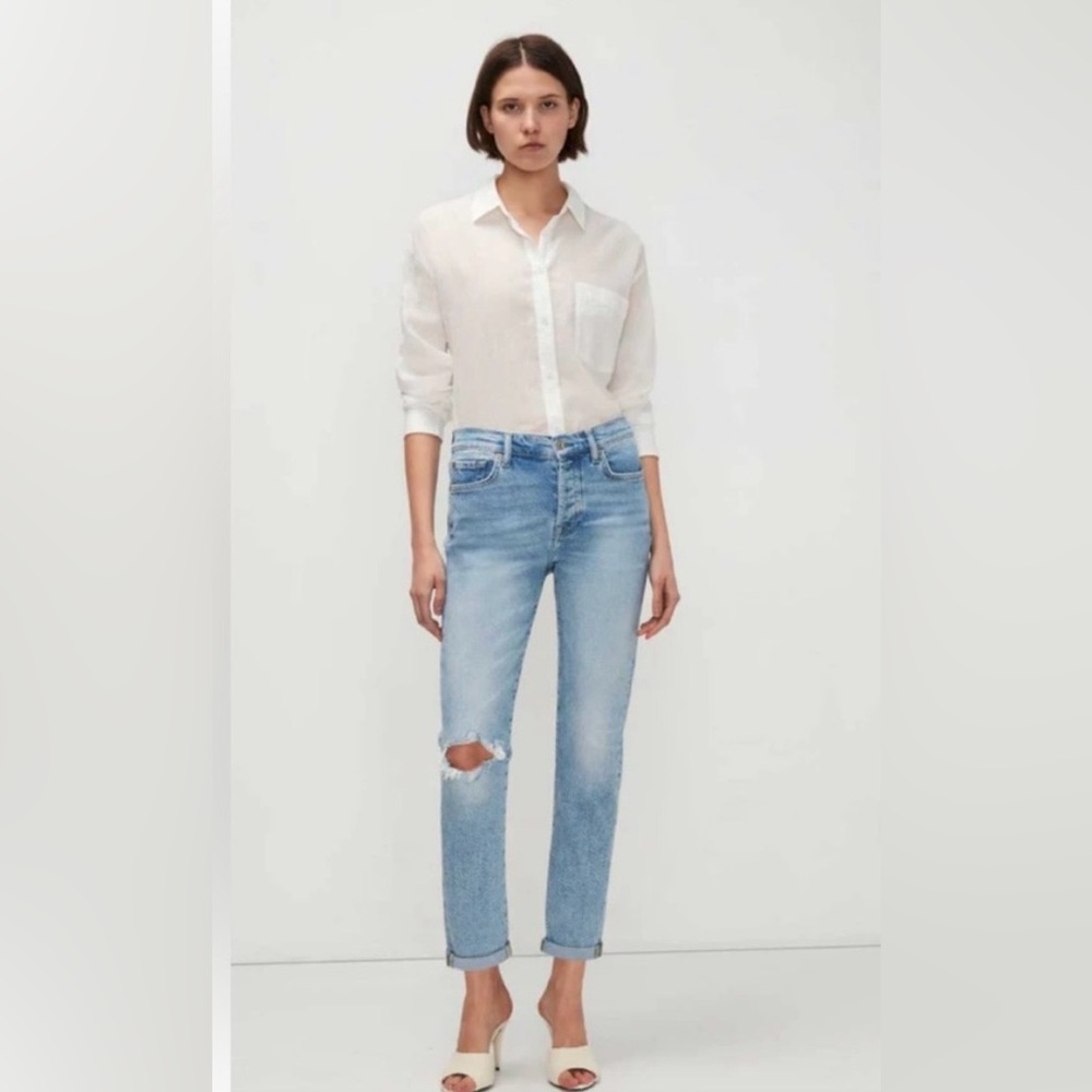 7 for all Mankind Luxe Vintage Light Wash Distressed Josefina Jeans Size 26